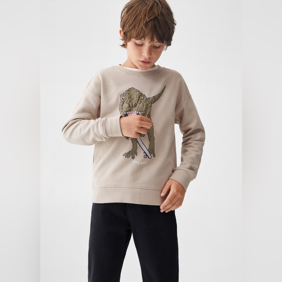 NWT Mango T-REX Cartoon Cotton Sweatshirt size 5-6 🦖 - Picture 13 of 15